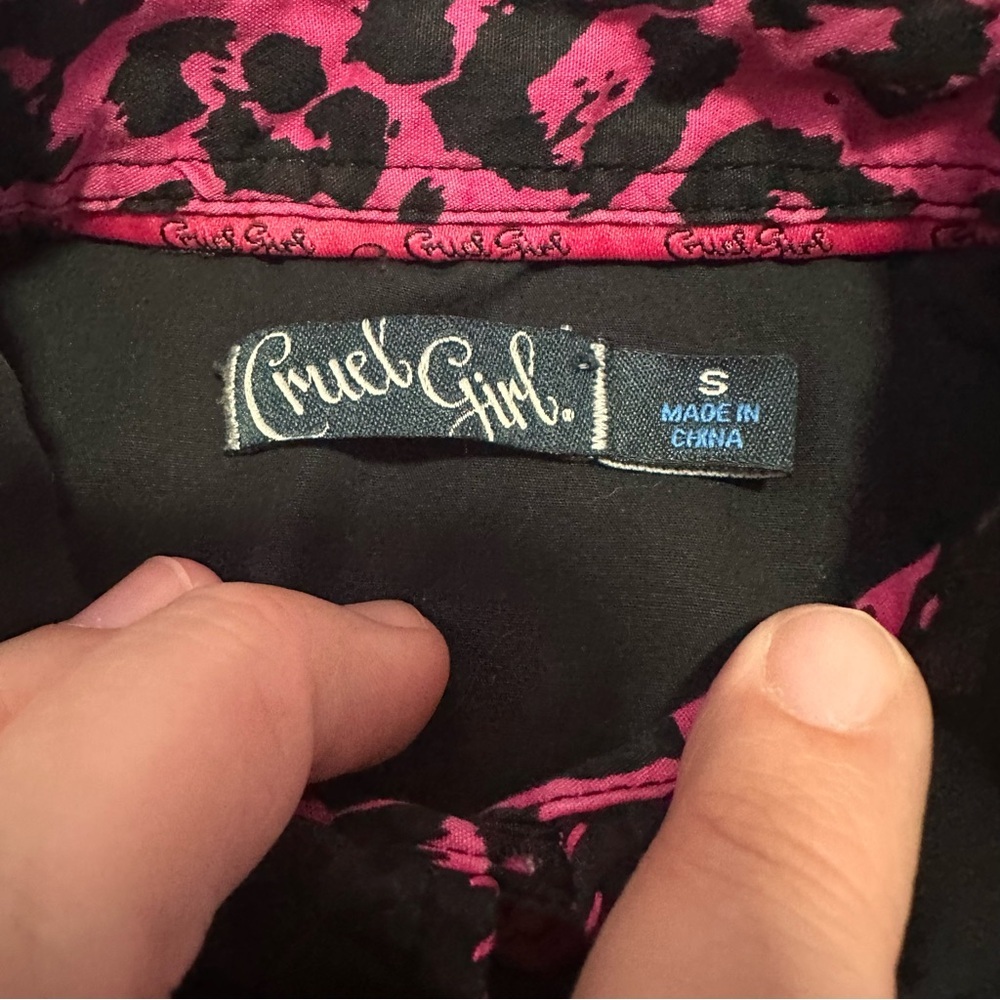 Women’s Cruel Girl Western Cowgirl Shirt Black Pink Y2K Long Sleeve Size Small - Picture 6 of 8